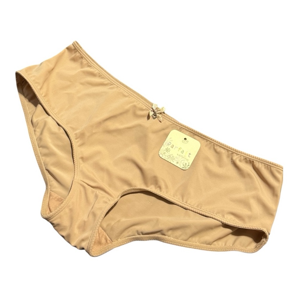 Parfait By Affinitas Bikini Panty Nude Beige Size XL Nylon Bow Panties Sexy NWT